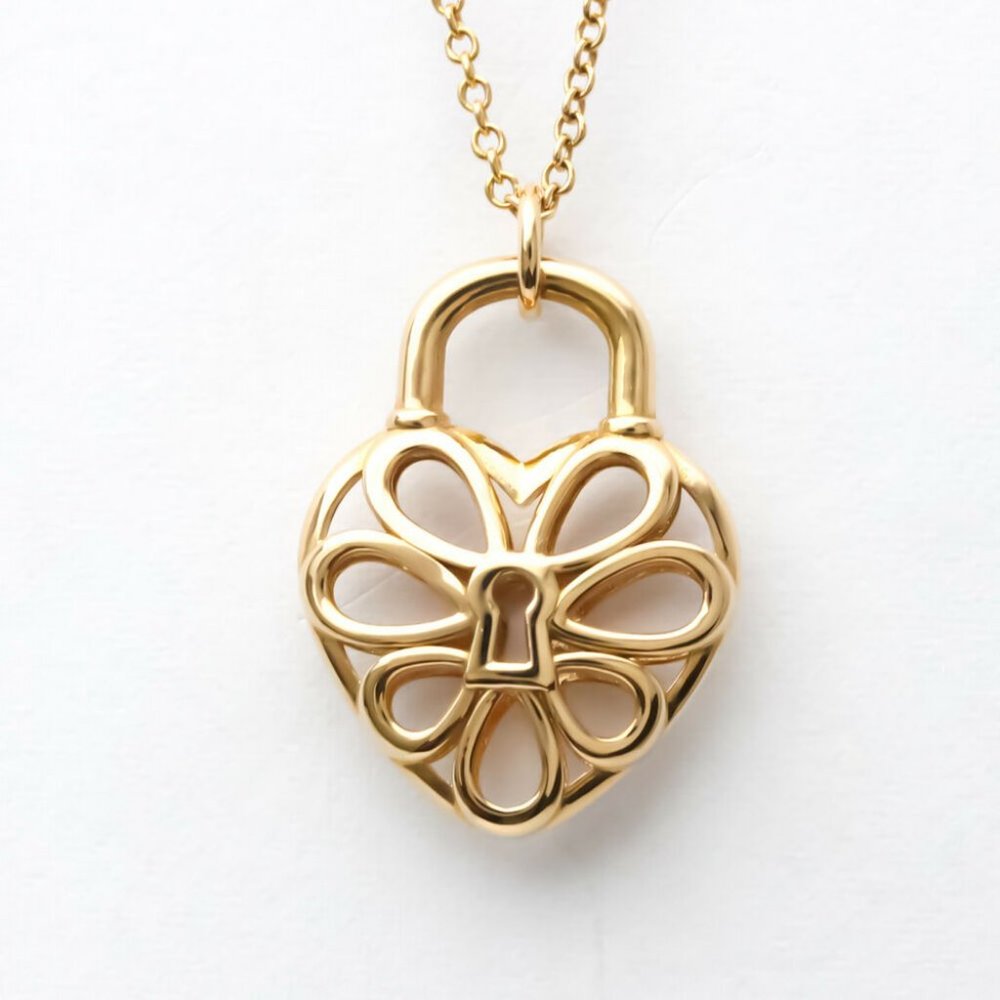 Authentic Polished TIFFANY Filigree Heart Necklace